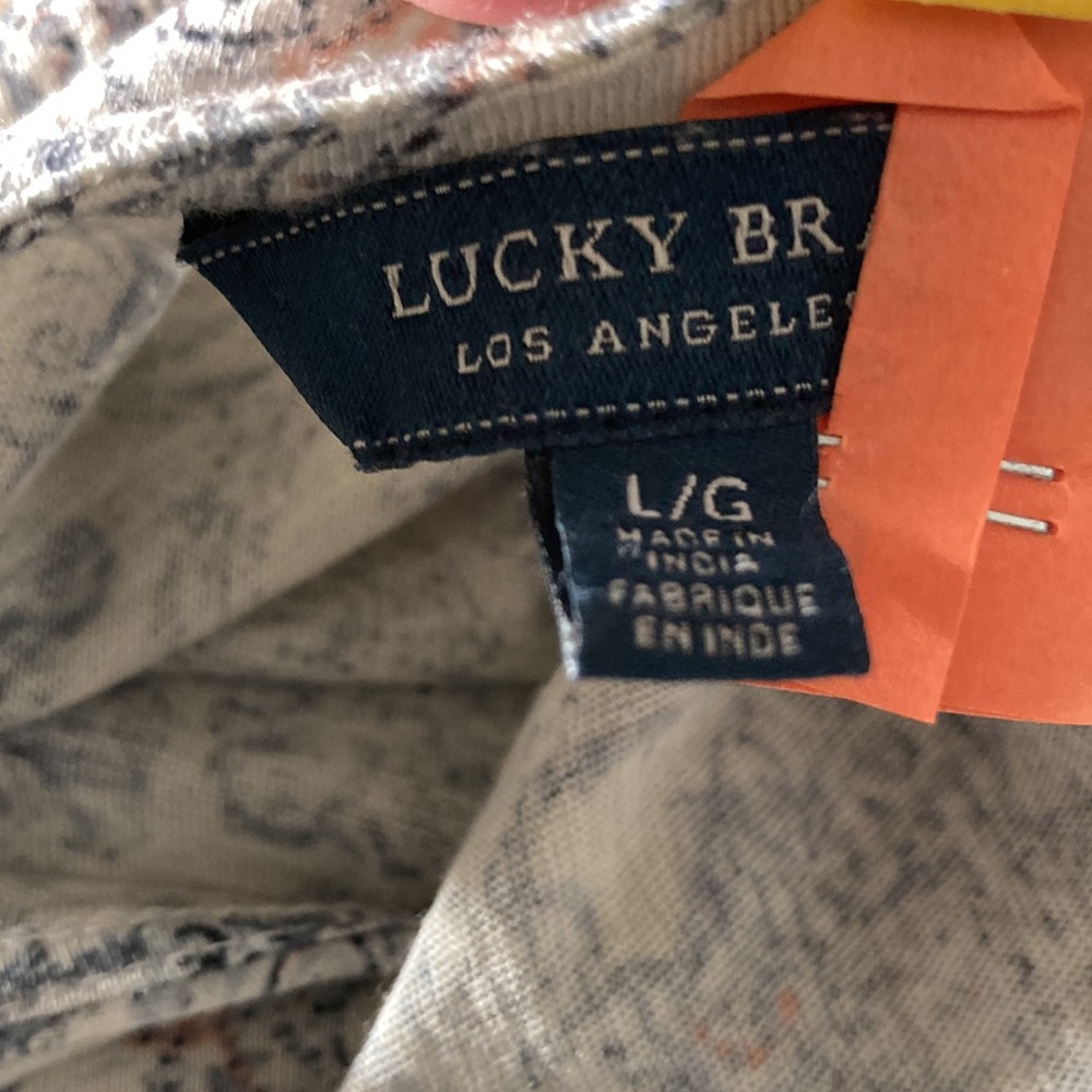 Lucky Brand Long Sleeve Printed Boho Peasant Blouse Size L - Picture 13 of 13